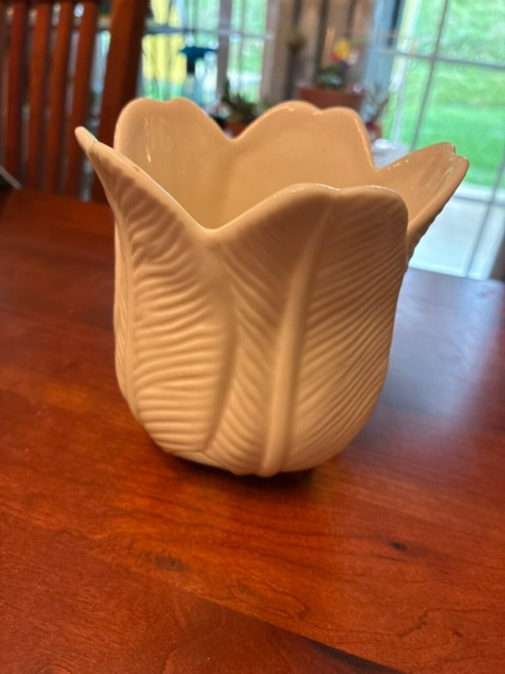 Partylite Cream Ceramic Porcelain Tulip Votive Tea Light Candle Holder Cottage